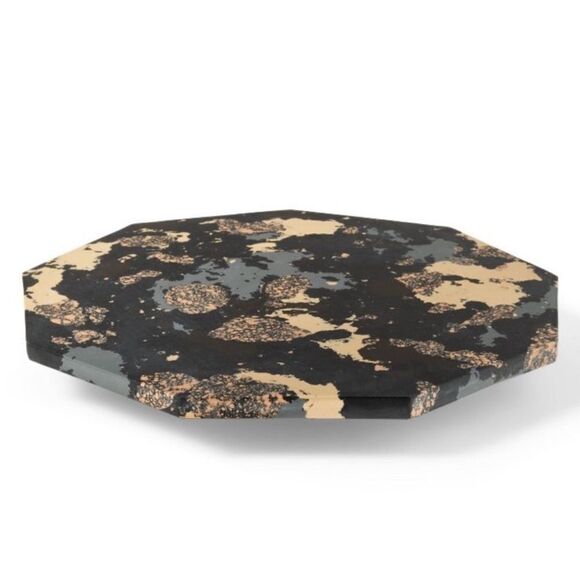 DVF x Target Lazy Susan Black Gray Brown Pink Cream Marble Stone Serve Board - Picture 2 of 5